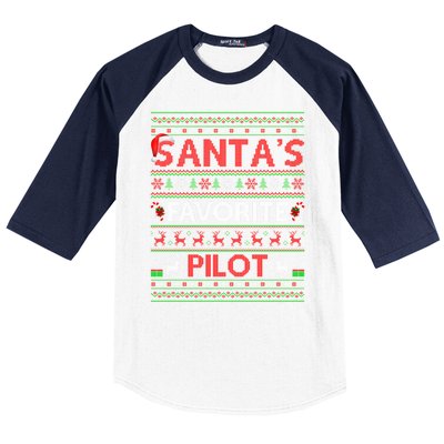 Santas Favorite Pilot Christmas Gift Baseball Sleeve Shirt