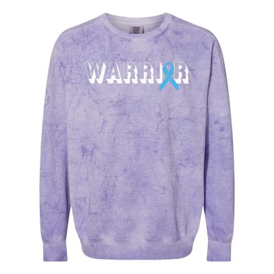 Support Father Prostate Cancer Warrior Light Blue Ribbon Colorblast Crewneck Sweatshirt