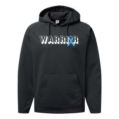 Support Father Prostate Cancer Warrior Light Blue Ribbon Performance Fleece Hoodie