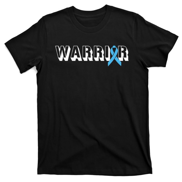 Support Father Prostate Cancer Warrior Light Blue Ribbon T-Shirt