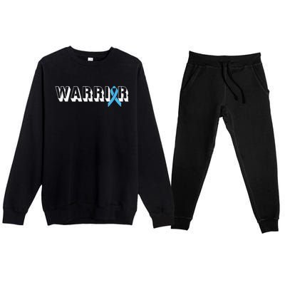 Support Father Prostate Cancer Warrior Light Blue Ribbon Premium Crewneck Sweatsuit Set