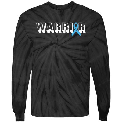 Support Father Prostate Cancer Warrior Light Blue Ribbon Tie-Dye Long Sleeve Shirt