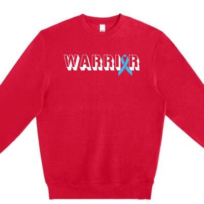 Support Father Prostate Cancer Warrior Light Blue Ribbon Premium Crewneck Sweatshirt