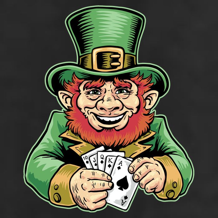 Straight Flush Poker Leprechaun 7 Panel Mesh Trucker Snapback Hat