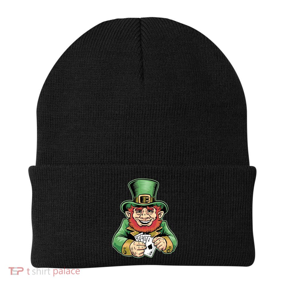 Straight Flush Poker Leprechaun Knit Cap Winter Beanie