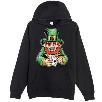 Straight Flush Poker Leprechaun Premium Pullover Hoodie