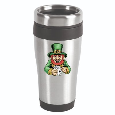 Straight Flush Poker Leprechaun 16oz Travel Tumbler
