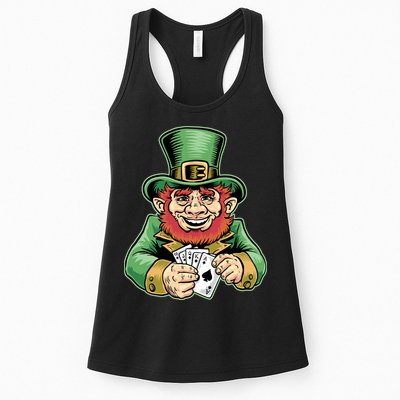 Straight Flush Poker Leprechaun Womens Tank Top