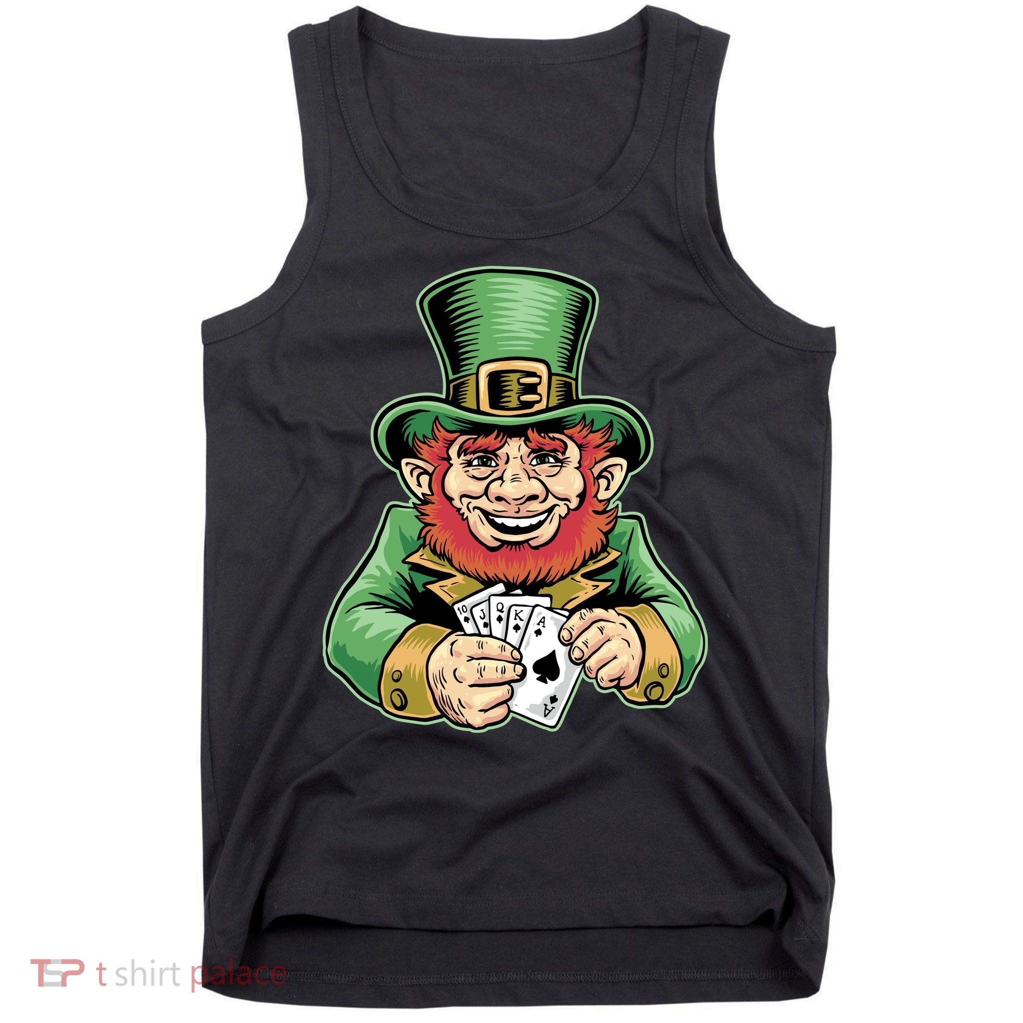 Straight Flush Poker Leprechaun Tank Top