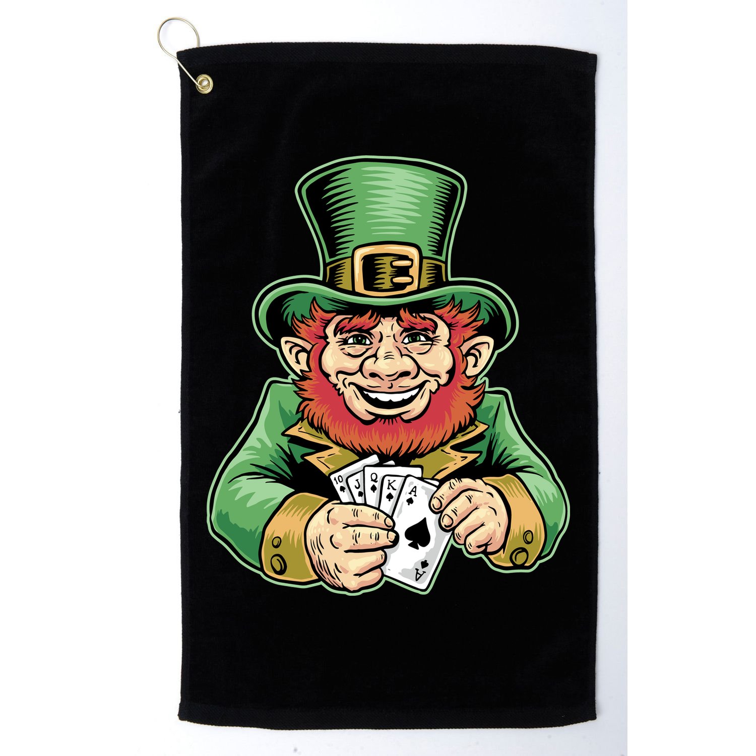 Straight Flush Poker Leprechaun Golf Towel