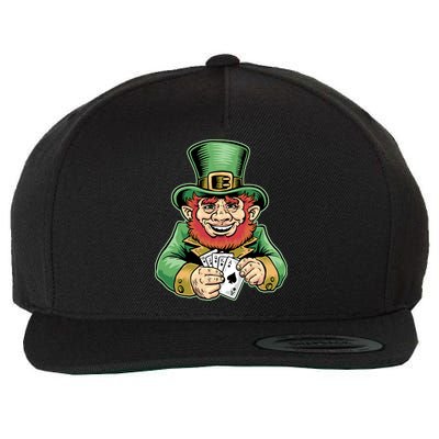 Straight Flush Poker Leprechaun Wool Snapback Cap