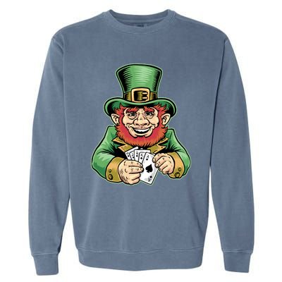 Straight Flush Poker Leprechaun Garment-Dyed Sweatshirt