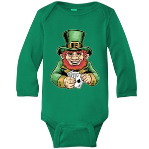 Straight Flush Poker Leprechaun Baby Long Sleeve Bodysuit