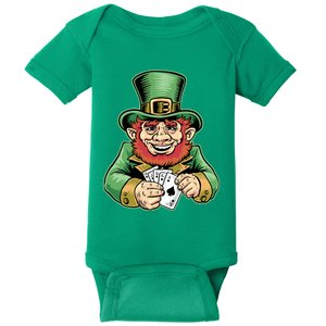 Straight Flush Poker Leprechaun Baby Bodysuit