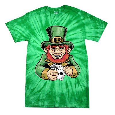 Straight Flush Poker Leprechaun Tie-Dye T-Shirt