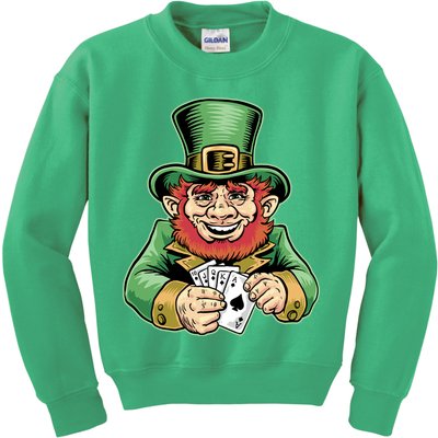 Straight Flush Poker Leprechaun Kids Sweatshirt
