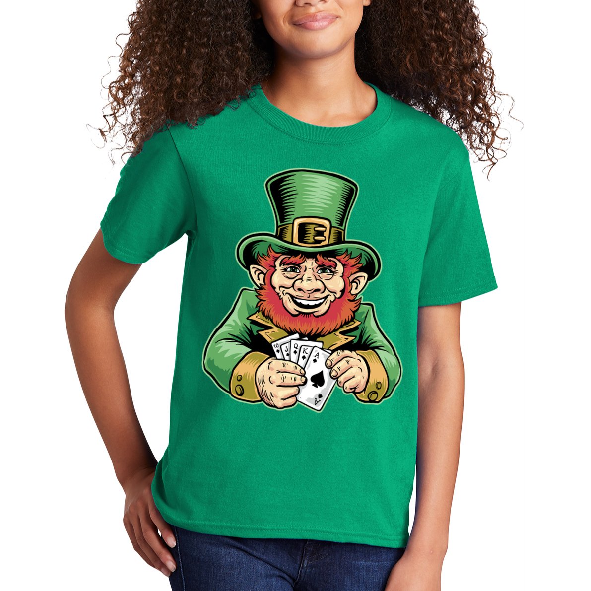 Straight Flush Poker Leprechaun Kids T-Shirt