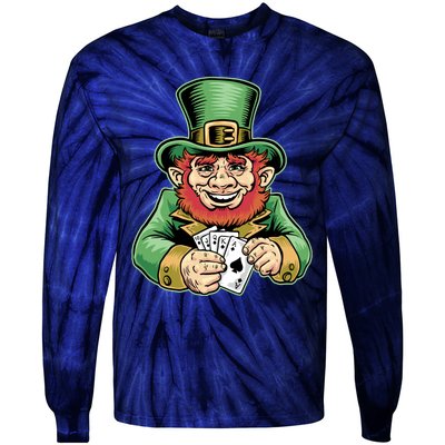 Straight Flush Poker Leprechaun Tie-Dye Long Sleeve Shirt