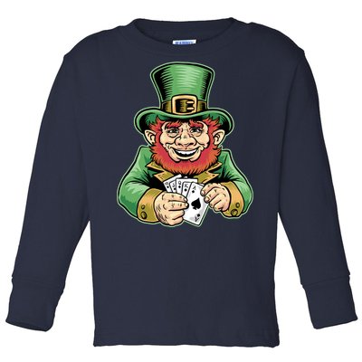 Straight Flush Poker Leprechaun Toddler Long Sleeve Shirt