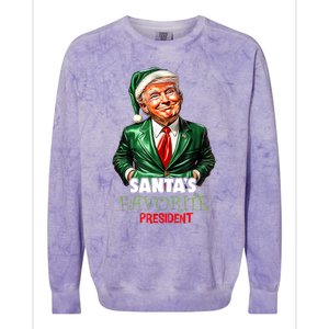 SantaS Favorite President Funny Trump Christmas Xmas Pajama Colorblast Crewneck Sweatshirt