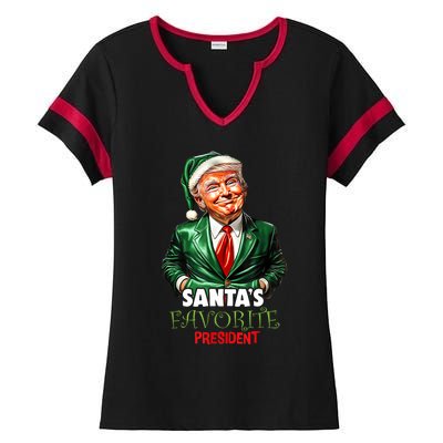 SantaS Favorite President Funny Trump Christmas Xmas Pajama Ladies Halftime Notch Neck Tee