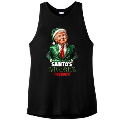 SantaS Favorite President Funny Trump Christmas Xmas Pajama Ladies PosiCharge Tri-Blend Wicking Tank