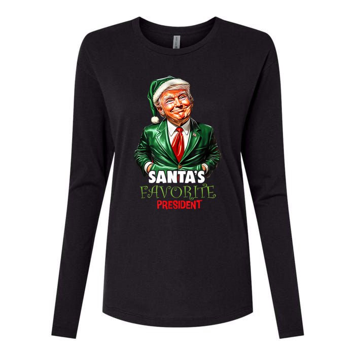 SantaS Favorite President Funny Trump Christmas Xmas Pajama Womens Cotton Relaxed Long Sleeve T-Shirt