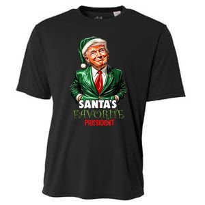 SantaS Favorite President Funny Trump Christmas Xmas Pajama Cooling Performance Crew T-Shirt