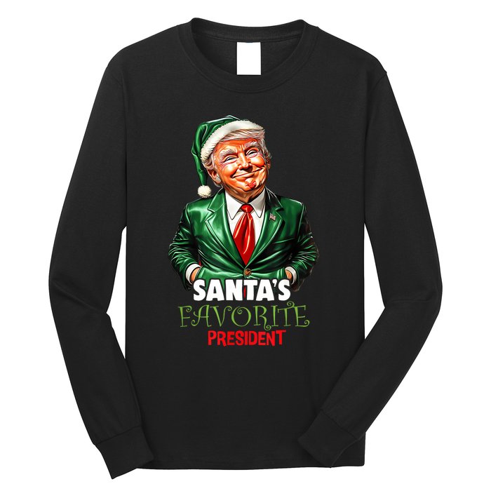 SantaS Favorite President Funny Trump Christmas Xmas Pajama Long Sleeve Shirt