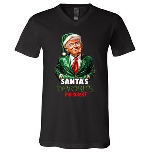 SantaS Favorite President Funny Trump Christmas Xmas Pajama V-Neck T-Shirt