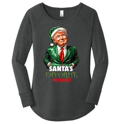 SantaS Favorite President Funny Trump Christmas Xmas Pajama Women's Perfect Tri Tunic Long Sleeve Shirt