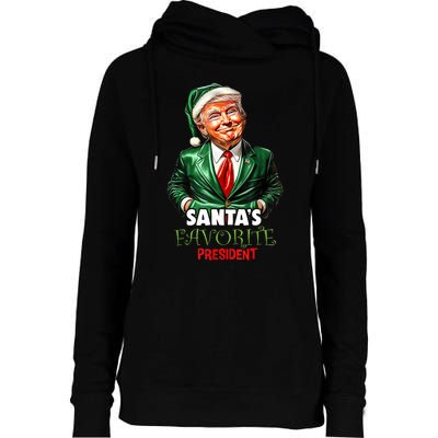 SantaS Favorite President Funny Trump Christmas Xmas Pajama Womens Funnel Neck Pullover Hood