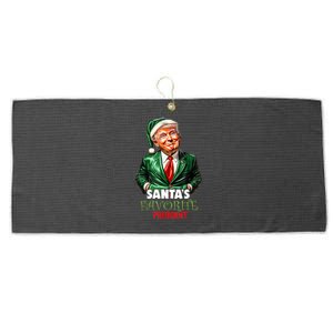 SantaS Favorite President Funny Trump Christmas Xmas Pajama Large Microfiber Waffle Golf Towel