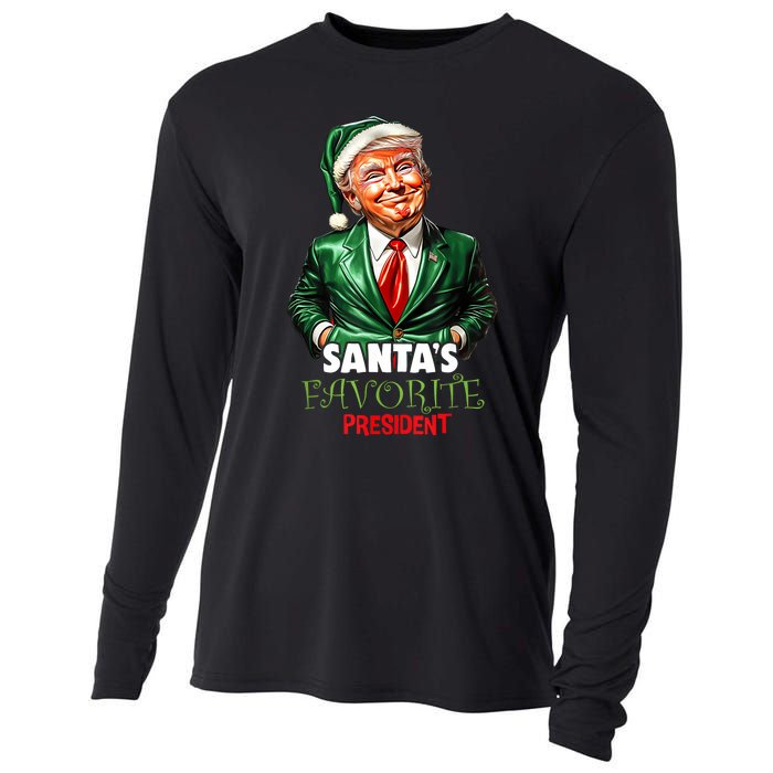 SantaS Favorite President Funny Trump Christmas Xmas Pajama Cooling Performance Long Sleeve Crew