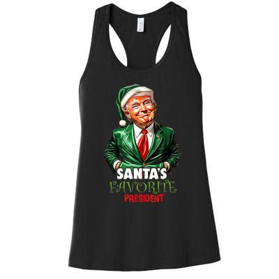 SantaS Favorite President Funny Trump Christmas Xmas Pajama Women's Racerback Tank