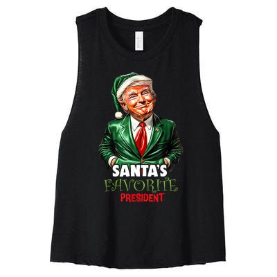 SantaS Favorite President Funny Trump Christmas Xmas Pajama Women's Racerback Cropped Tank