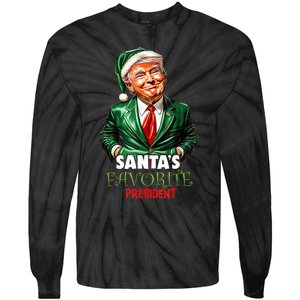 SantaS Favorite President Funny Trump Christmas Xmas Pajama Tie-Dye Long Sleeve Shirt