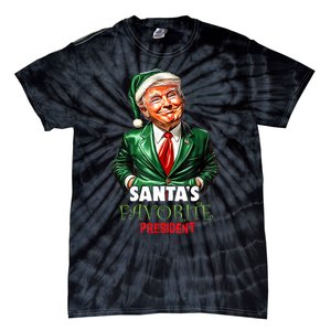 SantaS Favorite President Funny Trump Christmas Xmas Pajama Tie-Dye T-Shirt