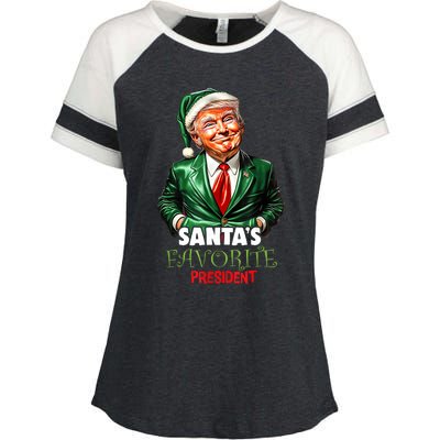 SantaS Favorite President Funny Trump Christmas Xmas Pajama Enza Ladies Jersey Colorblock Tee