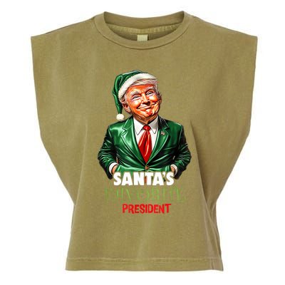 SantaS Favorite President Funny Trump Christmas Xmas Pajama Garment-Dyed Women's Muscle Tee