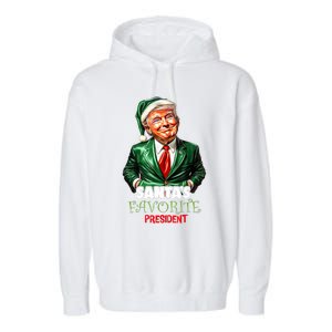 SantaS Favorite President Funny Trump Christmas Xmas Pajama Garment-Dyed Fleece Hoodie