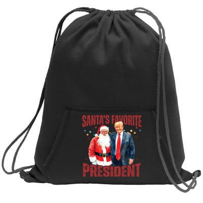 SantaS Favorite President Trump Christmas Santa Hat Sweatshirt Cinch Pack Bag