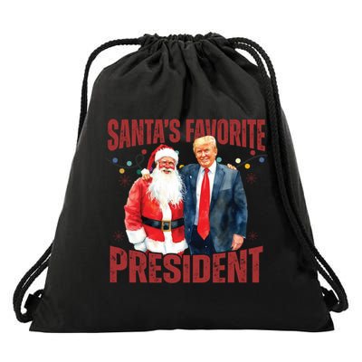 SantaS Favorite President Trump Christmas Santa Hat Drawstring Bag