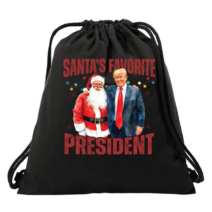 SantaS Favorite President Trump Christmas Santa Hat Drawstring Bag