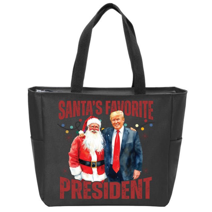 SantaS Favorite President Trump Christmas Santa Hat Zip Tote Bag