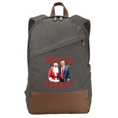 SantaS Favorite President Trump Christmas Santa Hat Cotton Canvas Backpack