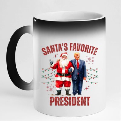 SantaS Favorite President Christmas Funny Trump Xmas Pajama 11oz Black Color Changing Mug