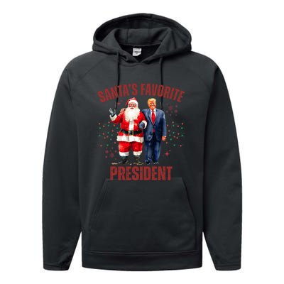 SantaS Favorite President Christmas Funny Trump Xmas Pajama Performance Fleece Hoodie