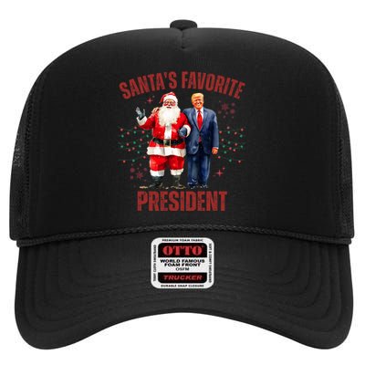 SantaS Favorite President Christmas Funny Trump Xmas Pajama High Crown Mesh Back Trucker Hat