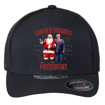 SantaS Favorite President Christmas Funny Trump Xmas Pajama Flexfit Unipanel Trucker Cap